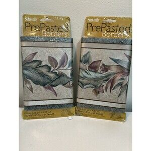 VTG Wallpaper Border PrePasted Foliage 5yd Each Lot Of 2